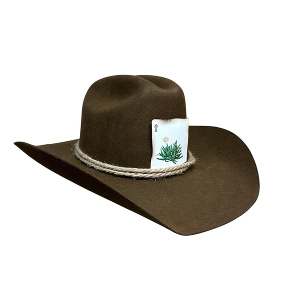 American Hat Makers Bison Brown Felt Cowboy Hat Rope Band MD Medium